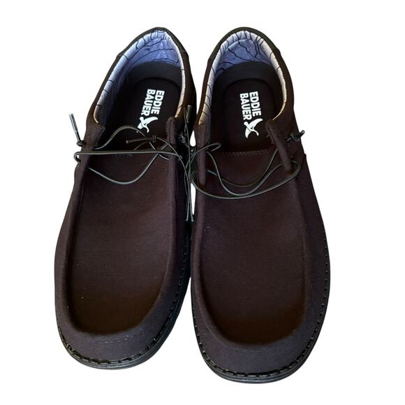 NWB Eddie Bauer Men’s Canvas Lace-Up Loafers Corbett Black Size 11 lightweight - Picture 3 of 5
